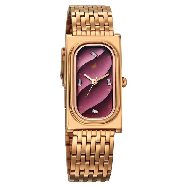 Fastrack Gelato rosegold analog bracelet watch with Plum dial for Girls - image number 2