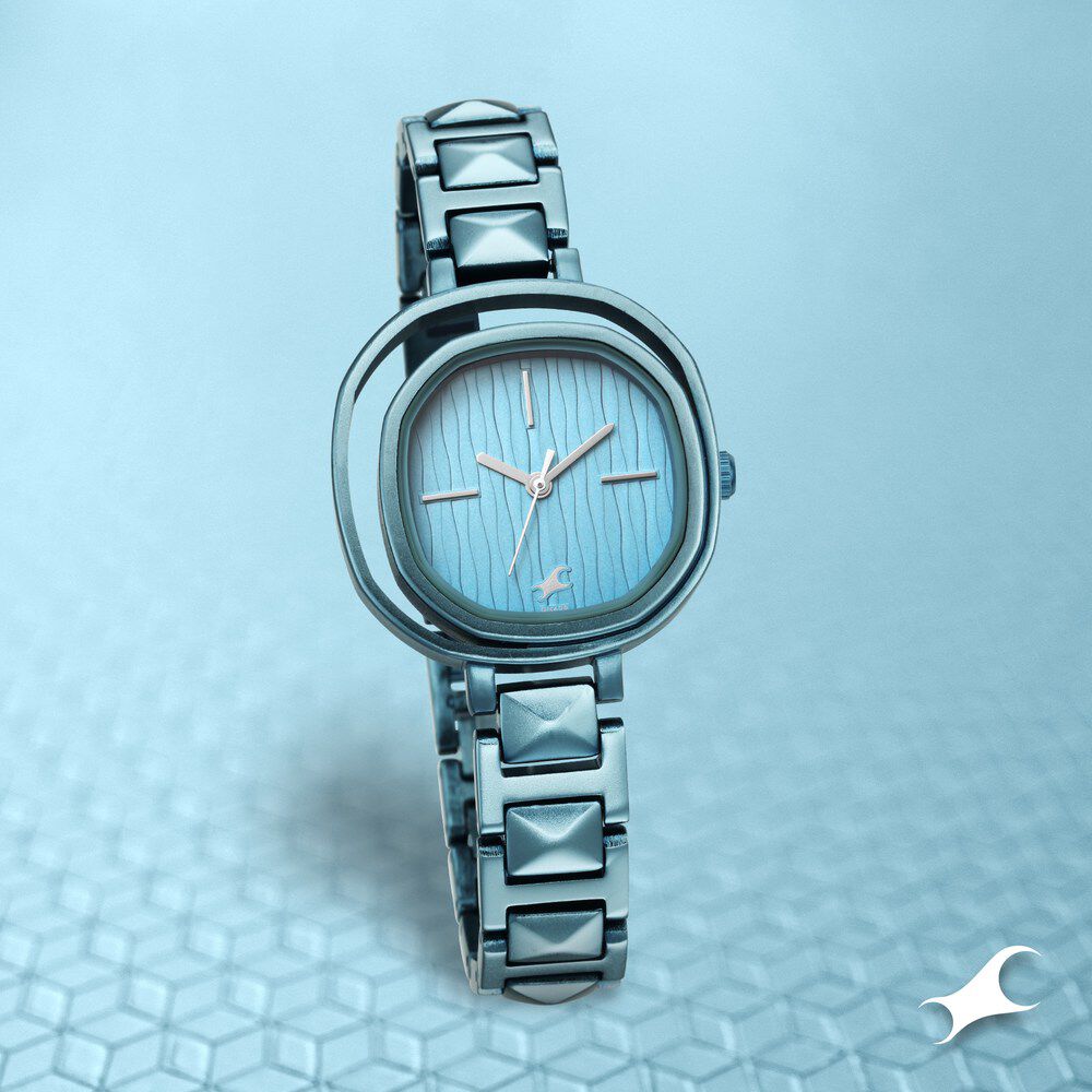 Fastrack Opulence Quartz Analog Blue Dial Metal Strap Watch for Girls