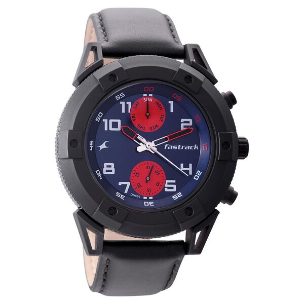 Fastrack Modular Quartz Analog Blue Dial Leather Strap Watch for Guys - image number 0
