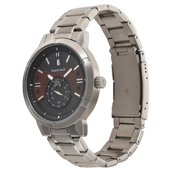 Fastrack Go Skate Quartz Analog with Day and Date Grey Dial Stainless Steel Strap Watch for Guys - image number 2