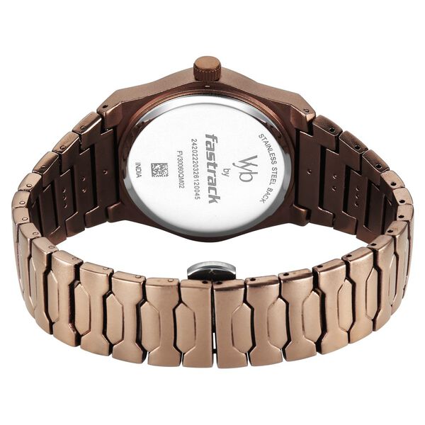 Vyb Limitless By Fastrack Quartz Analog Brown Dial Brown Metal Strap Watch For Guys - image number 5