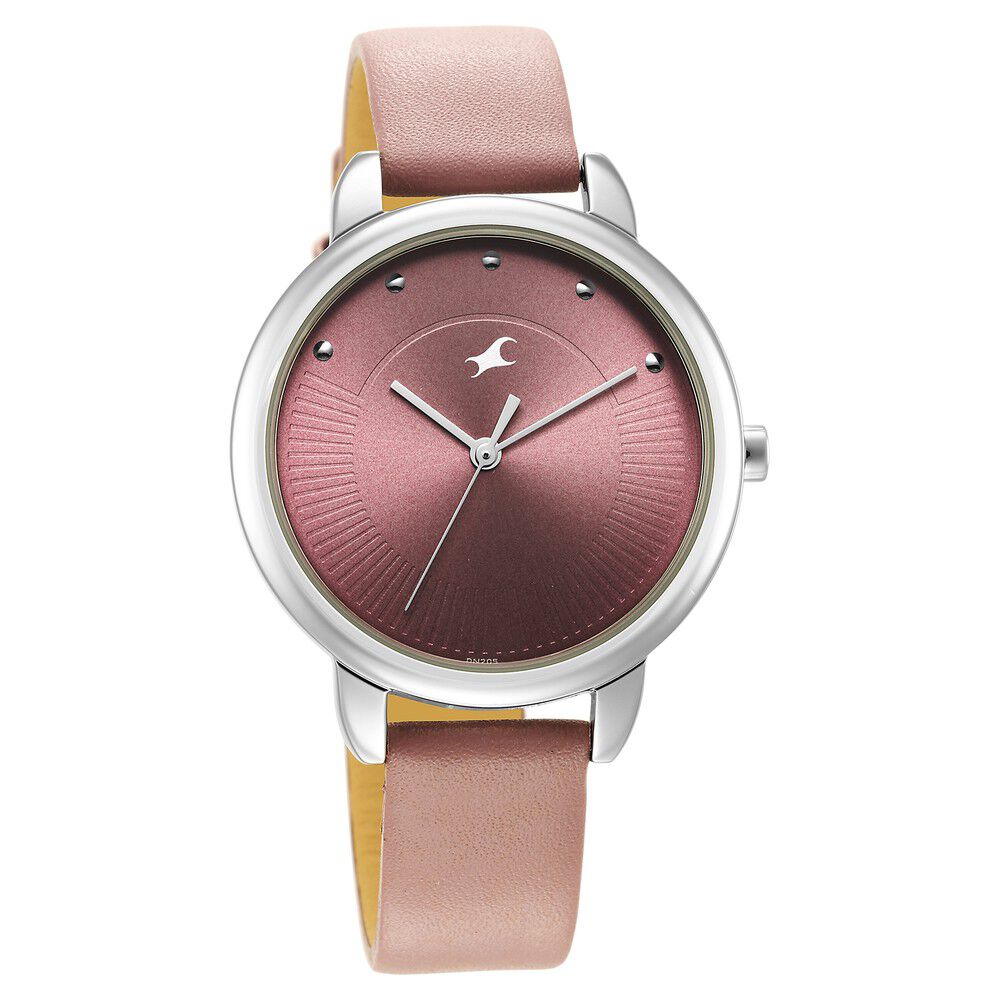 Fastrack Stunners Quartz Analog Purple Dial Leather Strap Watch