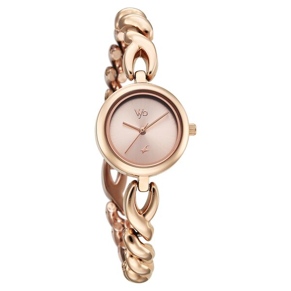 Vyb Siren By Fastrack Quartz Analog Pink Dial Rose Gold Stainless Steel Strap Watch For Girls - image number 2
