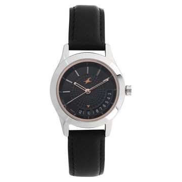 Fastrack All Nighters Quartz Analog Black Dial Leather Strap Watch for Girls