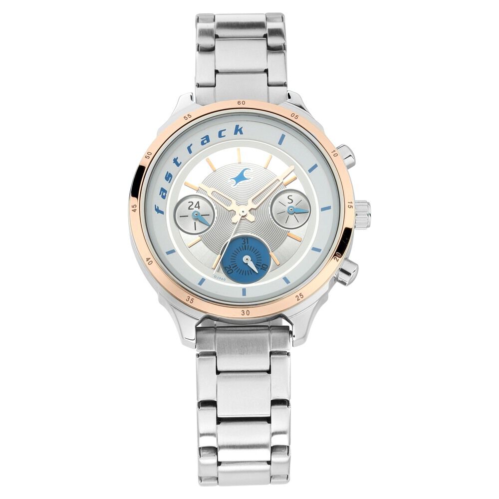Fastrack All Nighters Quartz Analog White Dial Stainless Steel