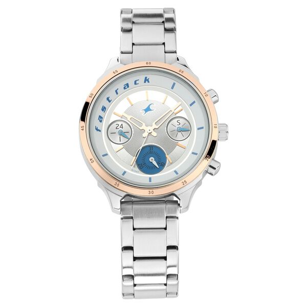 Fastrack All Nighters Quartz Analog White Dial Stainless Steel Strap Watch for Girls - image number 1