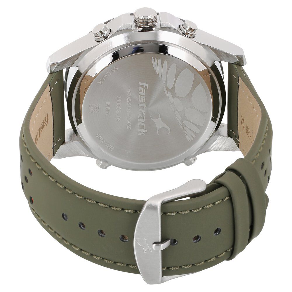 Buy Online Fastrack Quartz Analog Digital Orange Dial Leather Strap Watch for Guys ns38035sl03 Fastrack