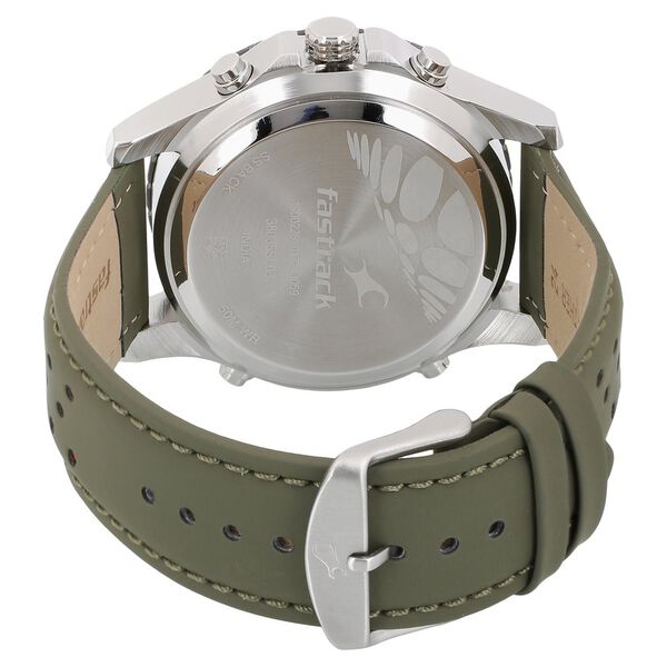 Fastrack Quartz Analog Digital Orange Dial Leather Strap Watch for Guys - image number 3