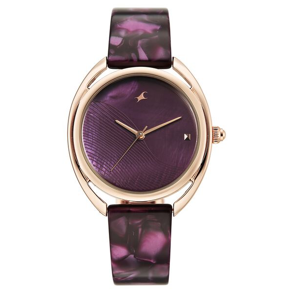 Fastrack Younique Quartz Analog Purple Mother Of Pearl Dial Two Toned Acetate & Metal Strap Watch For Girls - image number 0