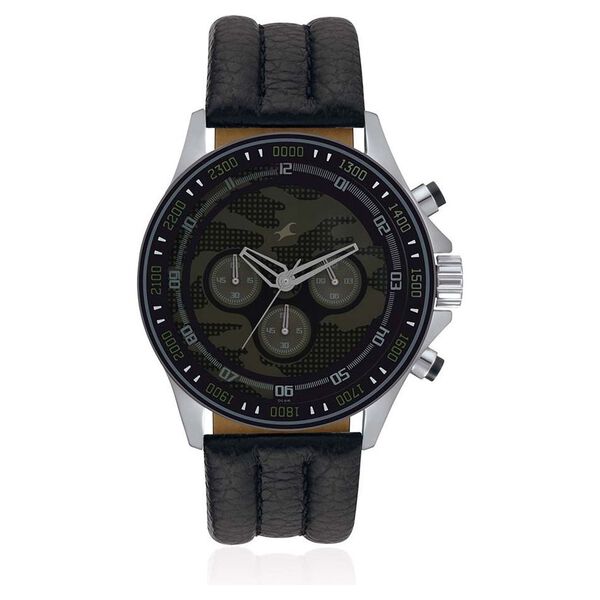 Fastrack Quartz Chronograph Bicolour Dial Leather Strap Watch for Guys - image number 0