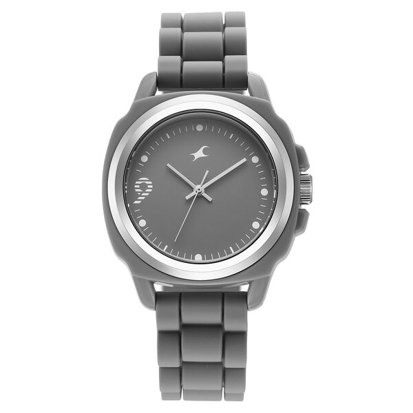Fastrack Hype Bounce Quartz Analog Grey Dial Grey Silicone Strap Watch For Guys - image number 0