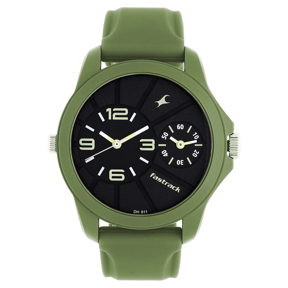 Fastrack Quartz Analog Black Dial Silicone Strap Watch for Guys