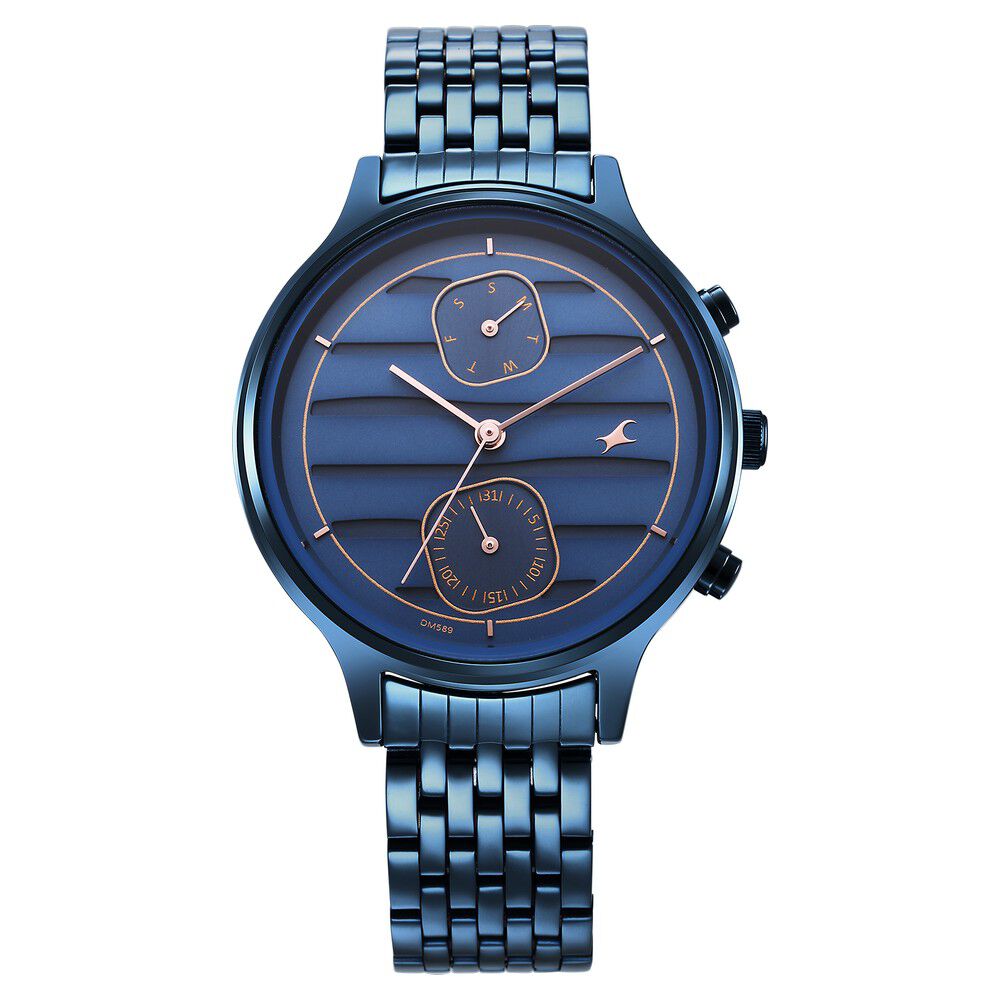 Buy Online Fastrack Style Up Blue Dial Stainless Steel Strap Watch for Girls 6207qm01 p Fastrack