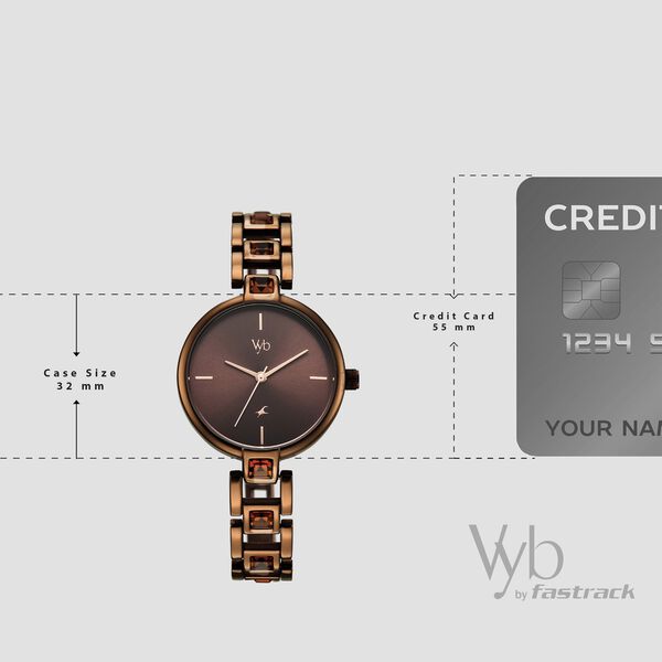 Vyb Manifester By Fastrack Quartz Analog Brown Dial Brown Metal Strap Watch For Girls - image number 3