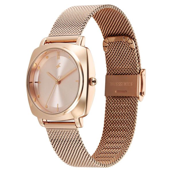 Fastrack Stunners X Quartz Analog Rose Gold Dial Stainless Steel Strap Watch For Girls - image number 2