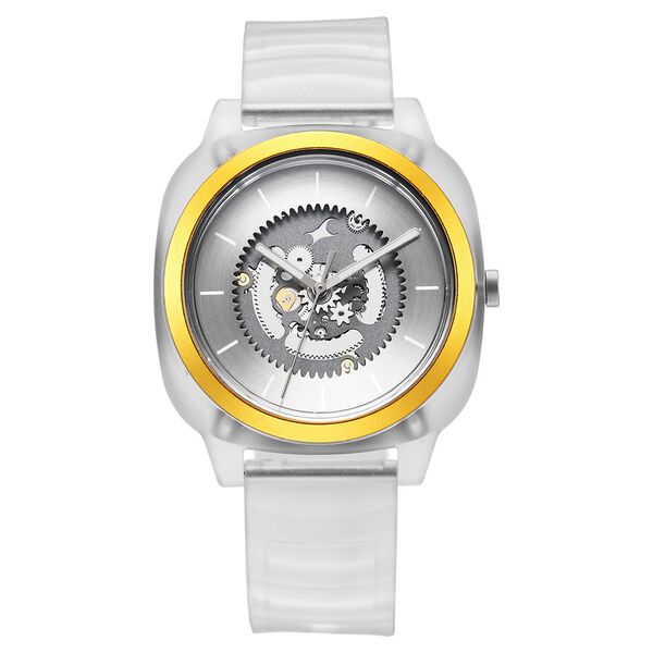 Fastrack Bare Quartz Analog Skeleton Unisex Watch With Grey Dial And Translucent Plastic Strap - image number 1