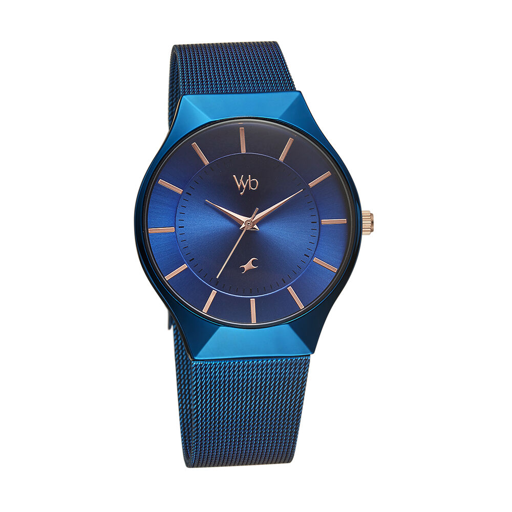 Buy Online Fastrack Vyb Successor Quartz Analog Blue Dial Stainless Steel Strap Watch for Girls fv60002km02w Fastrack