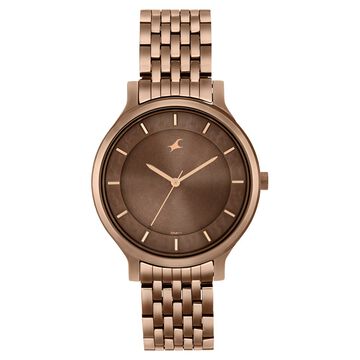 Fastrack Crush Quartz Analog Brown Dial Stainless Steel Strap Watch for Girls