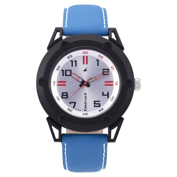 Fastrack Modular Quartz Analog Silver Dial Leather Strap Watch for Guys - image number 1