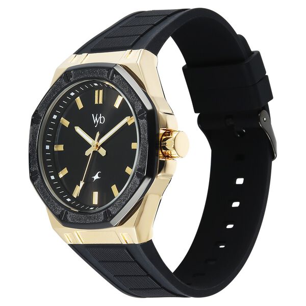 Vyb Rebel By Fastrack Quartz Analog Black Dial Black Silicone Strap Watch For Guys - image number 4