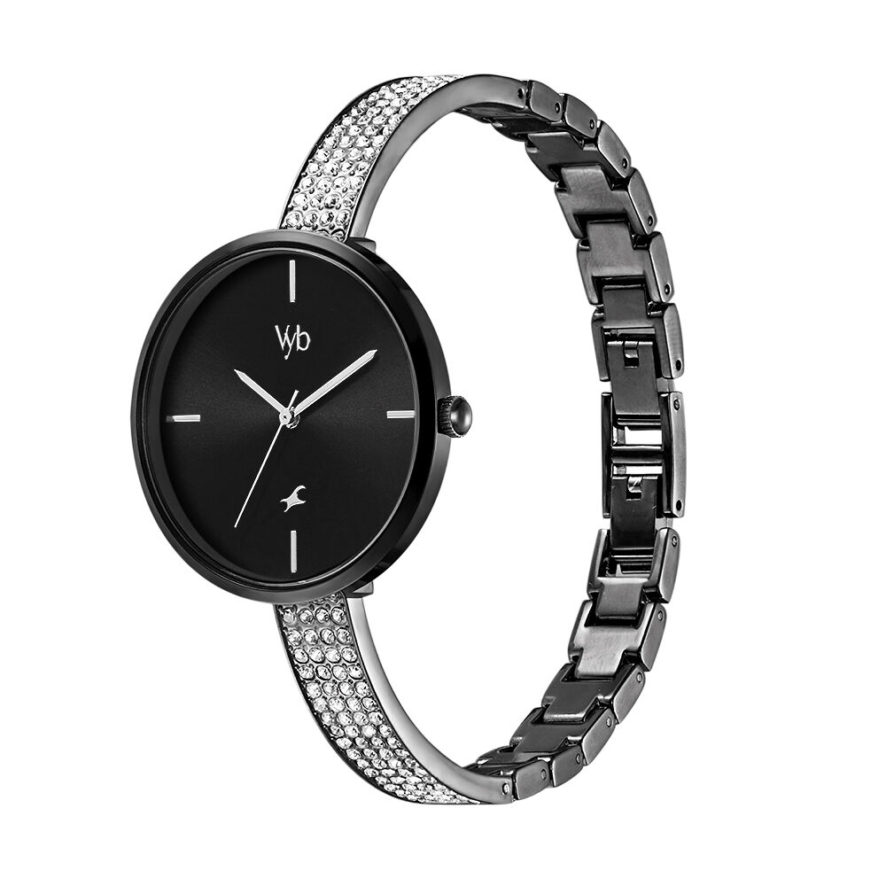 Vyb by Fastrack Quartz Analog Black Dial Metal Strap Watch for Girls