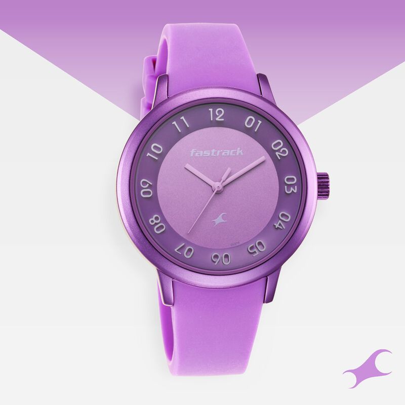 Buy Online Pop Colours Purple Dial Silicone Strap Watch for Girls