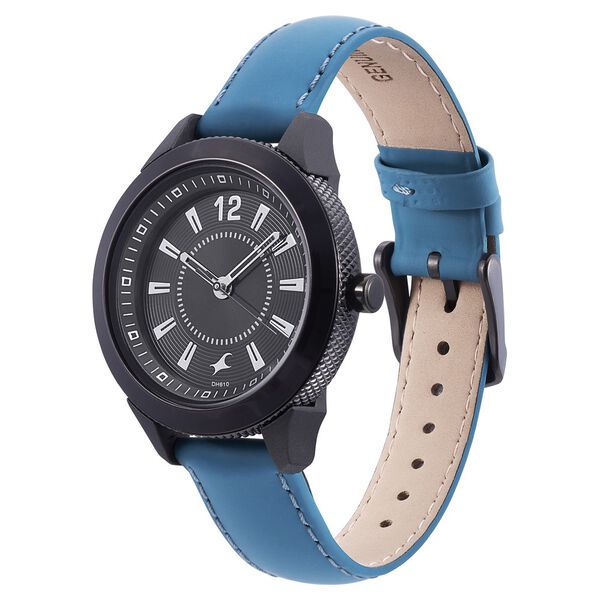 Fastrack Quartz Analog Black Dial Leather Strap Watch for Girls - image number 2