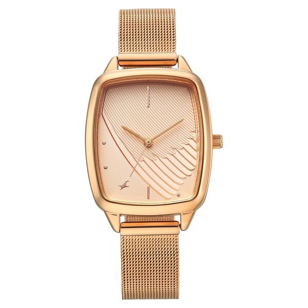 Fastrack Wild Quartz Analog Peach Dial Rose Gold Stainless Steel Strap Watch For Girls - image number 0