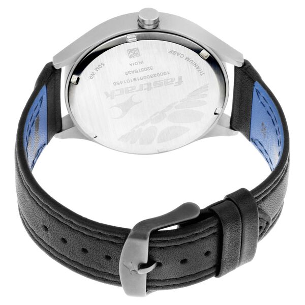 Fastrack Titanium Quartz Analog with Date Black Dial Leather Strap Watch for Guys - image number 4