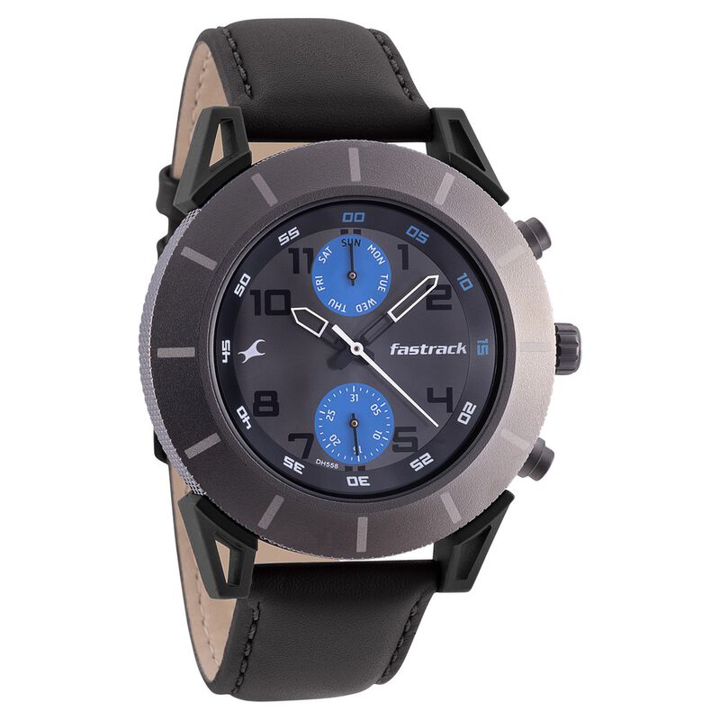 Buy Online Fastrack Modular Quartz Analog Anthracite Dial Leather Strap ...