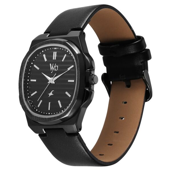 Fastrack Vyb Drift Quartz Analog Black Dial Black Color Leather Strap Watch For Guys - image number 3