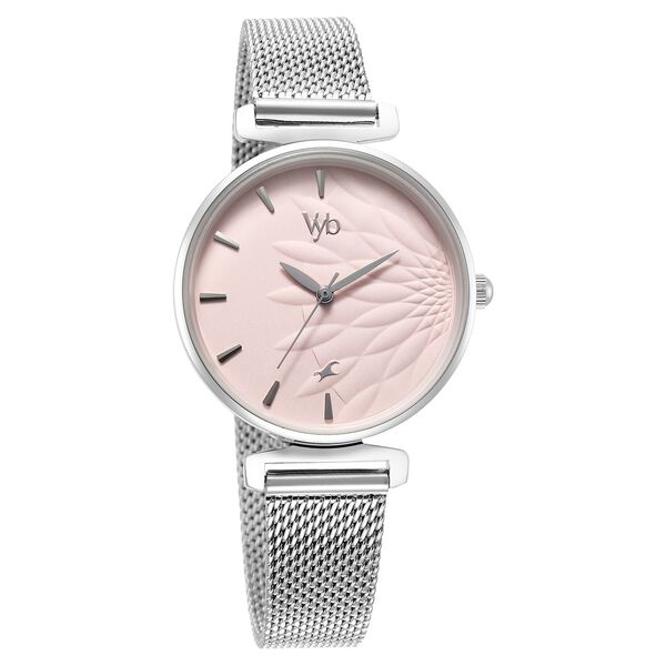 Fastrack Vyb Classique Quartz Analog Pink Dial Silver Metal Strap Watch For Women - image number 1