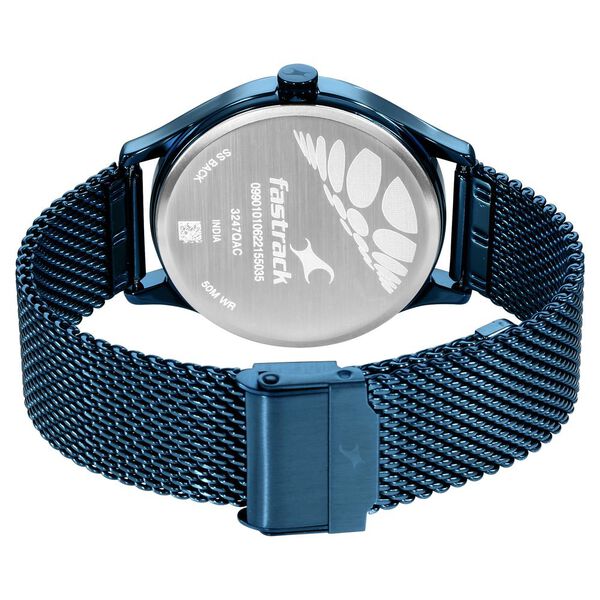 Fastrack Style Up Quartz Analog with Day and Date Blue Dial Stainless Steel Strap Watch for Guys - image number 5