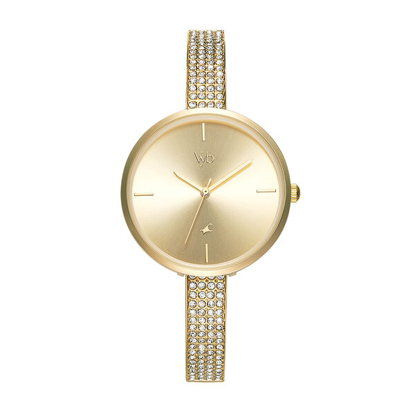 Fastrack Vyb Starlet Quartz Analog Golden Dial Metal Strap Watch for Girls - image number 0