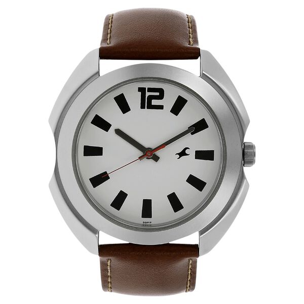 Fastrack Quartz Analog White Dial Leather Strap Watch for Guys - image number 0