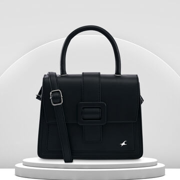 Fastrack Solid Structured Satachel  in Black