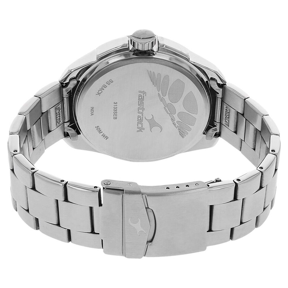 Fastrack Quartz Analog Black Dial Stainless Steel Strap Watch for Guys