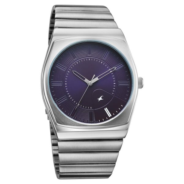Fastrack Stunners Quartz Analog Purple Dial Silver Stainless Steel Strap Watch For Guys - image number 1