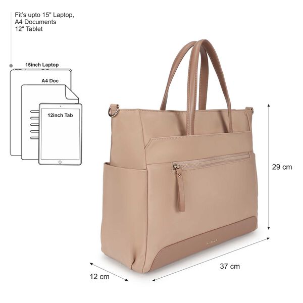 Nylon edit laptop tote -  beige - image number 2