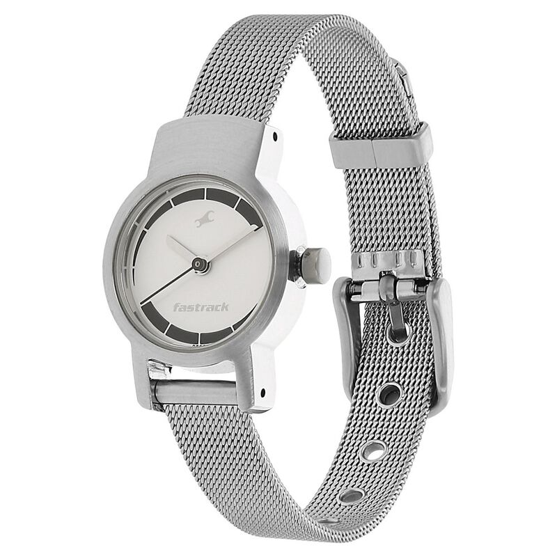 Fastrack Quartz Analog Silver Dial Metal Strap Watch for Girls