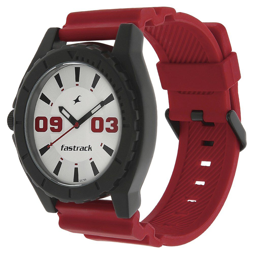 Fastrack Quartz Analog White Dial Plastic Strap Watch for Guys