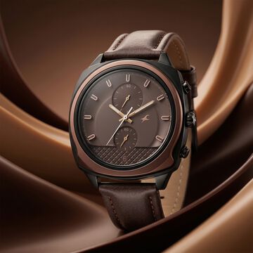 Fastrack Gelato Black chronograph watch with Chocolate dial for Guys
