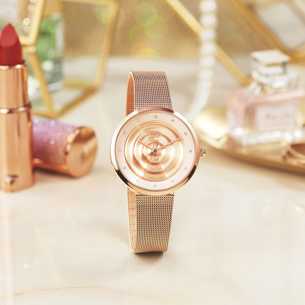 Fastrack Vyb Manifester Quartz Analog Rose Gold Dial Stainless Steel Strap Watch for Girls - image number 2
