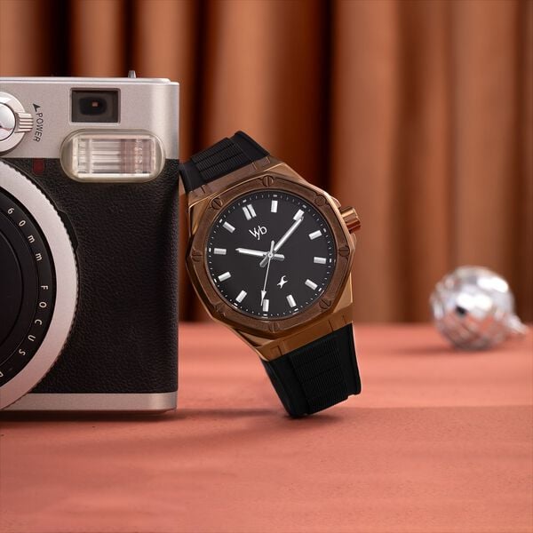 Vyb Rebel By Fastrack Quartz Analog Black Dial Black Silicone Strap Watch For Guys - image number 0
