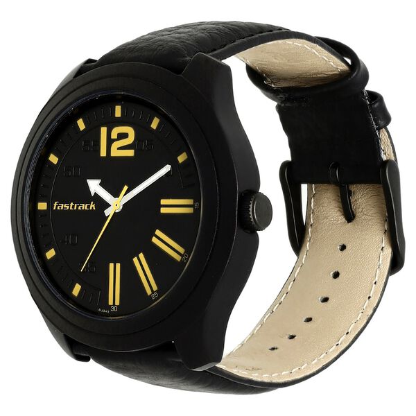 Fastrack Road Trip Quartz Analog Black Dial Leather Strap Watch for Guys - image number 2