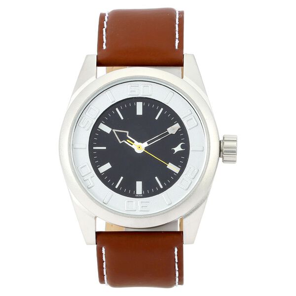 Fastrack Quartz Analog Black Dial Leather Strap Watch for Guys - image number 0