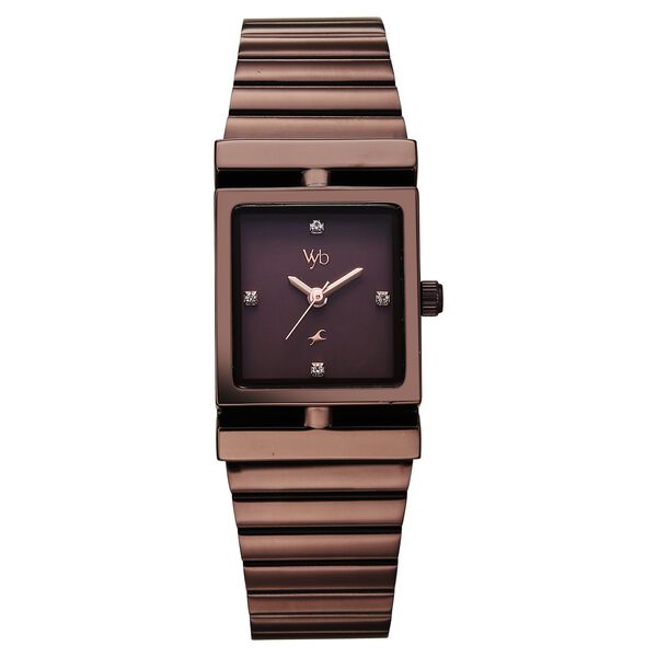 Vyb Showstopper By Fastrack Quartz Analog Brown Dial Brown Stainless Steel Strap Watch For Girls - image number 1
