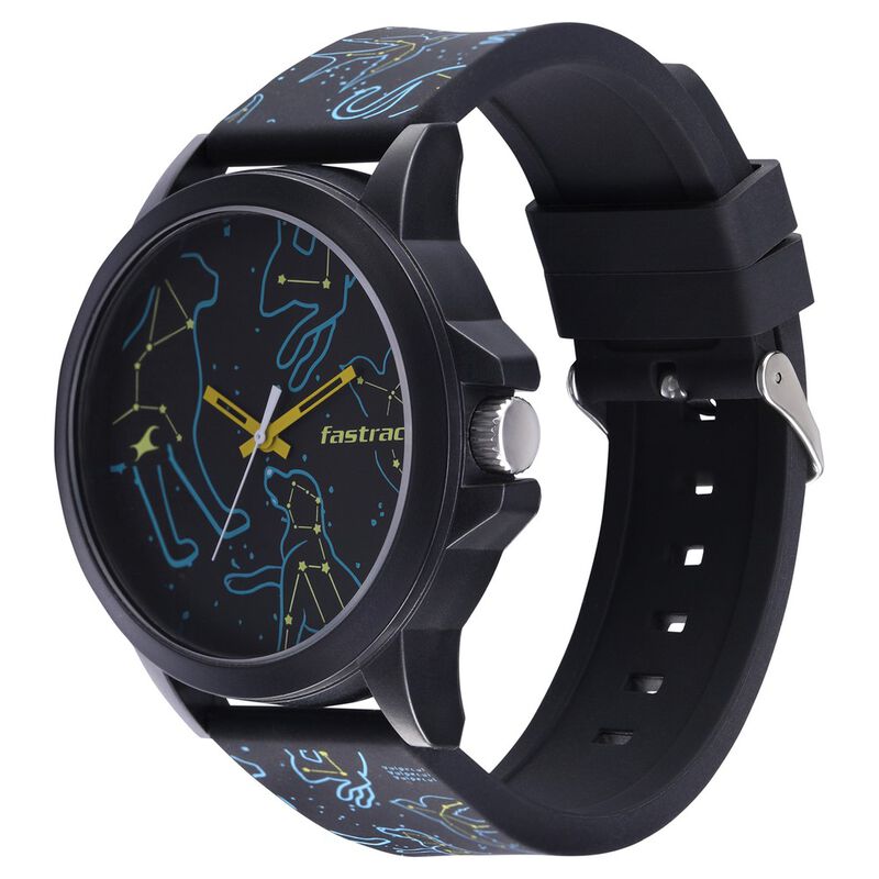 Fastrack Space Rover Quartz Analog Black Dial Silicone Strap Unisex Watch
