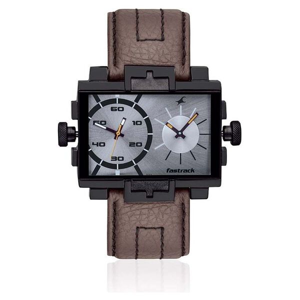 Fastrack Quartz Analog Grey Dial Leather Strap Watch for Guys - image number 0