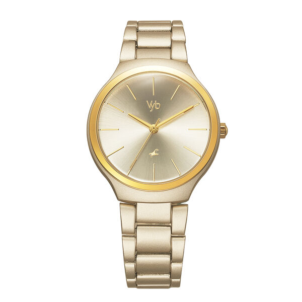 Fastrack Vyb Slayer Quartz Analog Golden Dial Metal Strap Watch for Girls - image number 0